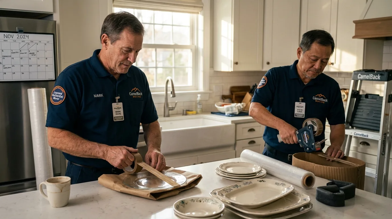 Professional crew packing kitchen dishware in Pulaski, VA